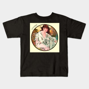 Art Nouveau October Calendar Alphonse Mucha Kids T-Shirt